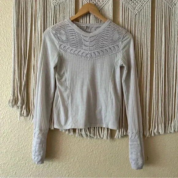 Free people ivory crotchet sleeves longsleeve - Picture 1 of 7